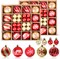 88Pcs Christmas Balls Ornaments for Xmas Christmas Tree - Red & Gold 2 Sizes Christmas Tree Ornaments Balls with Glitter, Shatterproof Christmas Tree Decorations for Holiday Wreath Garland
